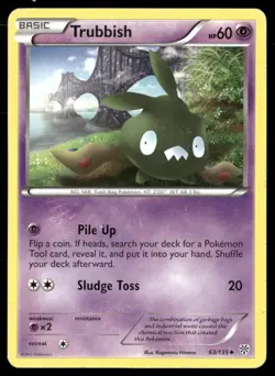 2013 Plasma Storm Set Pokemon Card 063 Trubbish LP - Image 1