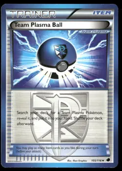 2013 Plasma Freeze Set Pokemon Card 105 Team Plasma Ball LP - Image 1