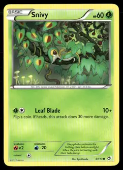 2013 Legendary Treasures Set Pokemon Card 006 Snivy LP - Image 1