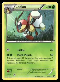2014 XY Set Pokemon Card 007 Ledian LP - Image 1