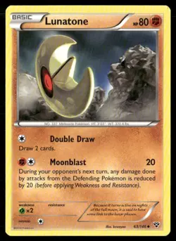2014 XY Set Pokemon Card 063 Lunatone LP - Image 1