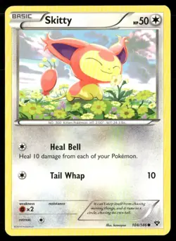 2014 XY Set Pokemon Card 104 Skitty LP - Image 1