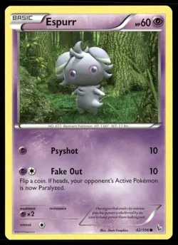 2014 XY Flashfire Set Pokemon Card 042 Espurr LP - Image 1