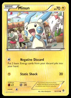 2014 Furious Fists Set Pokemon Card 032 Minun LP - Image 1