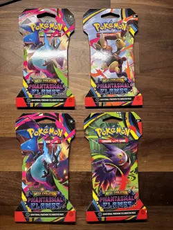 4x Pokemon TCG Mega Evolution Phantasmal Flames Sleeved Packs BRAND NEW Art Set - Image 1