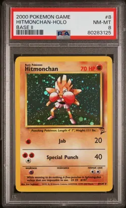 2000 POKEMON GAME BASE II 8 HITMONCHAN-HOLO PSA 8 - Image 1