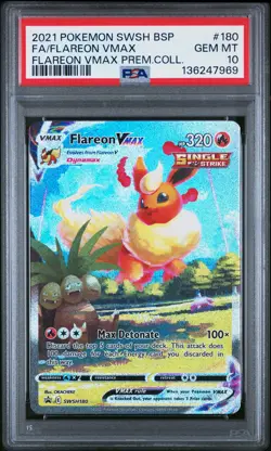 2021 POKEMON SWSH BLACK STAR PROMO #180 FULL ART/FLAREON VMAX PSA 10 - Image 1