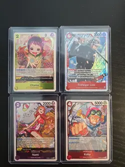 One Piece CCG PRBO2 4 CARD LOT Koby Obama Nami Trafalgar Law - Image 1