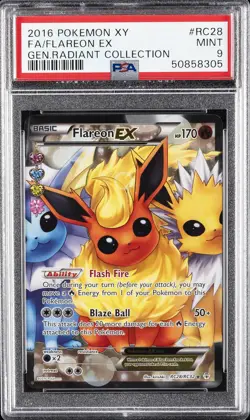 2016 POKEMON XY GENERATIONS RADIANT COLLECTION #RC28 FULL ART/FLAREON EX PSA 9 - Image 1