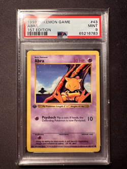 PSA 9 MINT Abra 43 1st Edition Base Set Shadowless Pokemon Card 1999 - Image 1