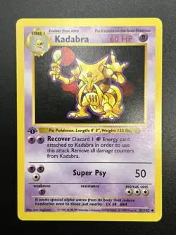 KADABRA Pokemon Card - WOTC - 1st Edition - Base Set - Shadowless - 32/102 - NM - Image 1