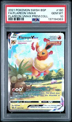 2021 POKEMON SWSH BLACK STAR PROMO #180 FULL ART/FLAREON VMAX PSA 10 - Image 1