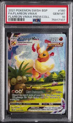 2021 POKEMON SWSH BLACK STAR PROMO #180 FULL ART/FLAREON VMAX PSA 10 - Image 1