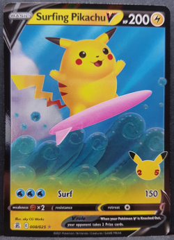 Surfing Pikachu V 008/025 Celebrations Pokemon Pokemon Card English Near Mint - Image 1