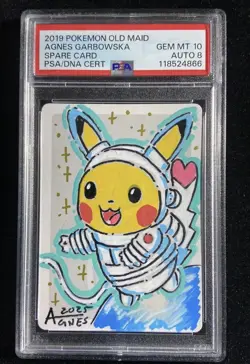 2019 Pokemon Old Maid Spare Card Agnes Garbowska Art Auto 1/1 PSA 10 n21 - Image 1