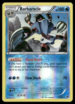 2016 Fates Collide Set Pokemon Card 023 Barbaracle Reverse Foil LP - Image 1