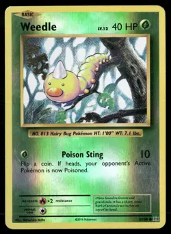 2016 Evolutions Set Pokemon Card 005 Weedle Reverse Foil LP - Image 1