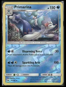 2017 Sun & Moon Set Pokemon Card 041 Primarina Reverse Foil LP - Image 1