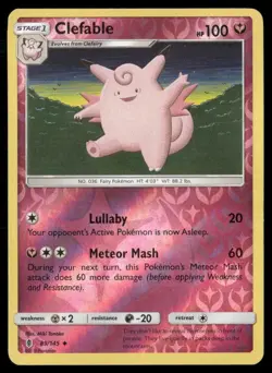 2017 Guardians Rising Set Pokemon Card 089 Clefable Reverse Foil LP - Image 1
