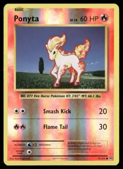 2016 Evolutions Set Pokemon Card 019 Ponyta Reverse Foil LP - Image 1