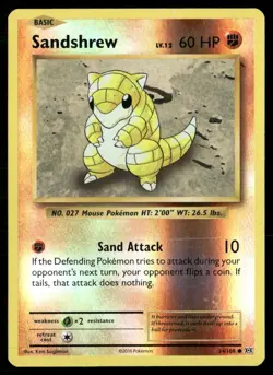 2016 Evolutions Set Pokemon Card 054 Sandshrew Reverse Foil LP - Image 1
