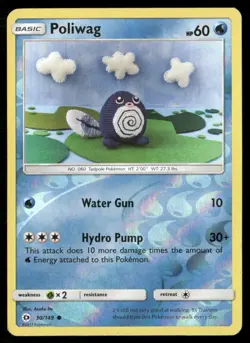 2017 Sun & Moon Set Pokemon Card 030 Poliwag Reverse Foil LP - Image 1