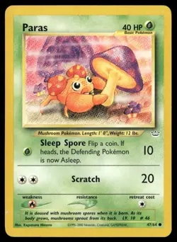 2001 Neo Revelation Set Pokemon Card 47 Paras HP - Image 1