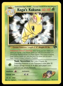 2000 Gym Challenge set Pokemon card 047 Koga's Kakuna HP - Image 1