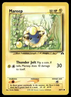 2001 Neo Discovery set Pokemon card 58 Mareep HP - Image 1