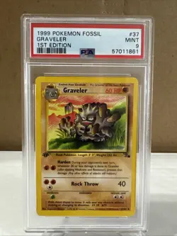 Pokemon Card Game FOSSIL GRAVELER 1st Edition 37/62 PSA 9 - Image 1