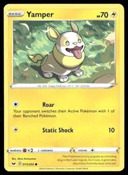 2020 Sword & Shield Set Pokemon Card 073 Yamper NM - Image 1