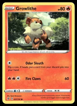 2020 Rebel Clash Set Pokemon Card 027 Growlithe NM - Image 1