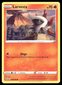 2020 Darkness Ablaze Set Pokemon Card 029 Larvesta - Image 1