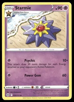 2022 Brilliant Stars Set Pokemon Card 055 Starmie - Image 1