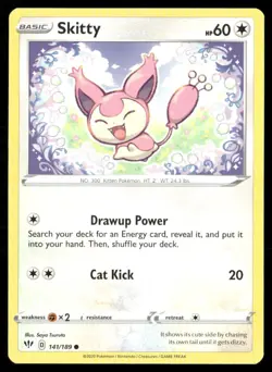 2020 Darkness Ablaze Set Pokemon Card 141 Skitty - Image 1