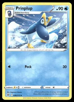 2022 Brilliant Stars Set Pokemon Card 036 Prinplup - Image 1