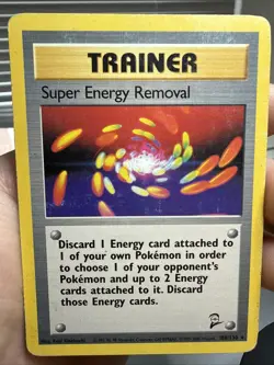 Pokemon TCG Trainer Super Energy Removal Base Set 2 Rare Unlimited Card 108/130 - Image 1