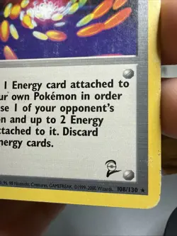 Pokemon TCG Trainer Super Energy Removal Base Set 2 Rare Unlimited Card 108/130 - Image 3