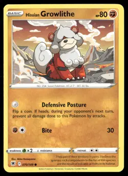 2022 Astral Radiance Set Pokemon Card 070 Hisuian Growlithe - Image 1