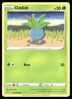 2022 Lost Origin Set Pokemon Card 001 Oddish - Image 1
