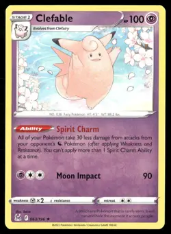 2022 Lost Origin Set Pokemon Card 063 Clefable - Image 1