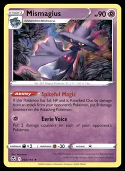 2022 Silver Tempest Set Pokemon Card 064 Mismagius - Image 1