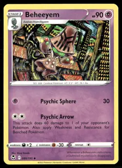 2022 Silver Tempest Set Pokemon Card 080 Beheeyem - Image 1