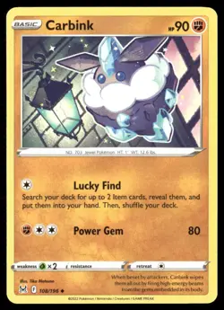 2022 Lost Origin Set Pokemon Card 108 Carbink - Image 1