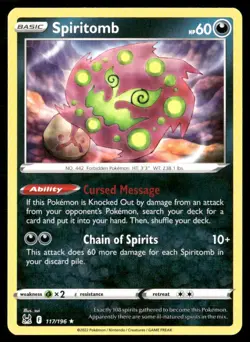 2022 Lost Origin Set Pokemon Card 117 Spiritomb - Image 1
