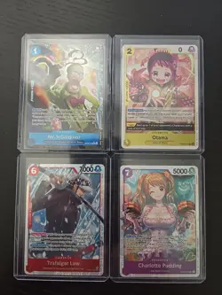 One Piece PRBO2 4 card Lot Mr 3 (Galdino) Obama Charlotte Pudding Trafalgar Law - Image 1
