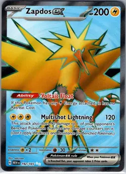 Zapdos Ex 192/165 Full Art -Scarlet & Violet 151 - Pokemon TCG NM/M NOCO - Image 1