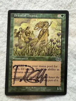 MTG - Priest of Titania - LP - Signed By Artist R.Guay - Urza's Saga #270 - Eng - Image 1