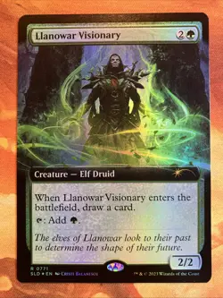 MTG Foil Extended Art Llanowar Visionary Secret Lair Drop Series Near-Mint Elf!! - Image 1