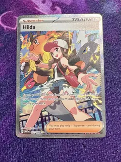 Pokemon TCG Hilda Trainer White Flare Holo Full Art SV 171/086 - Image 1